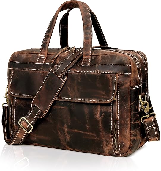 18 Inch Full Grain italian Leather Briefcase for Men, Top Choice Gifts, Handcrafted Laptop Bag